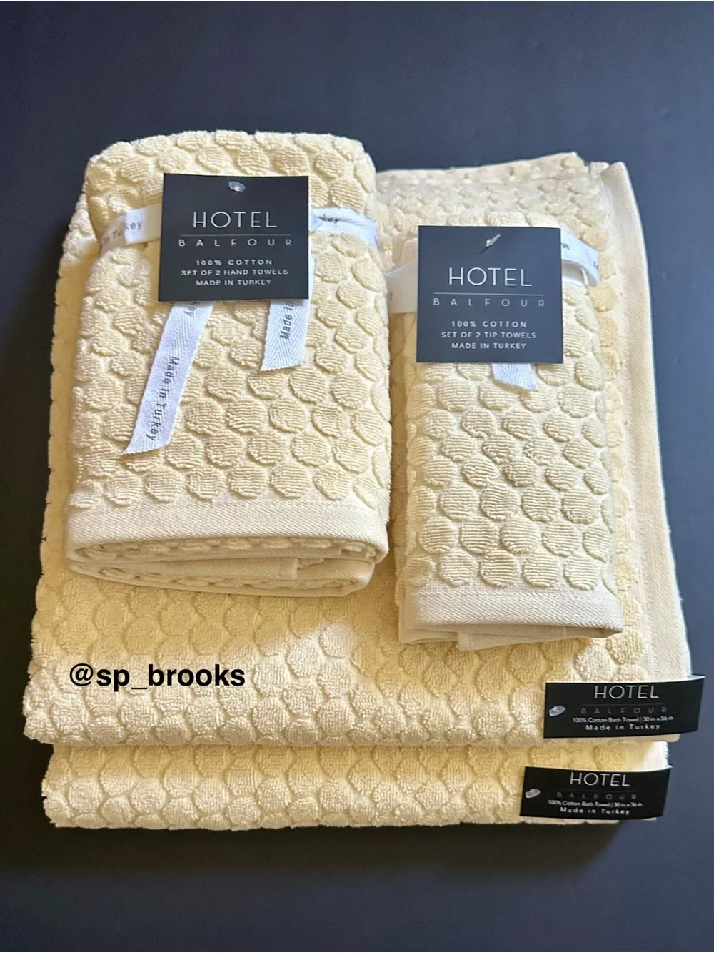 🎁6PC Hotel Balfour Bath Towel Set - Penny Tile Pattern - Yellow Dafodil